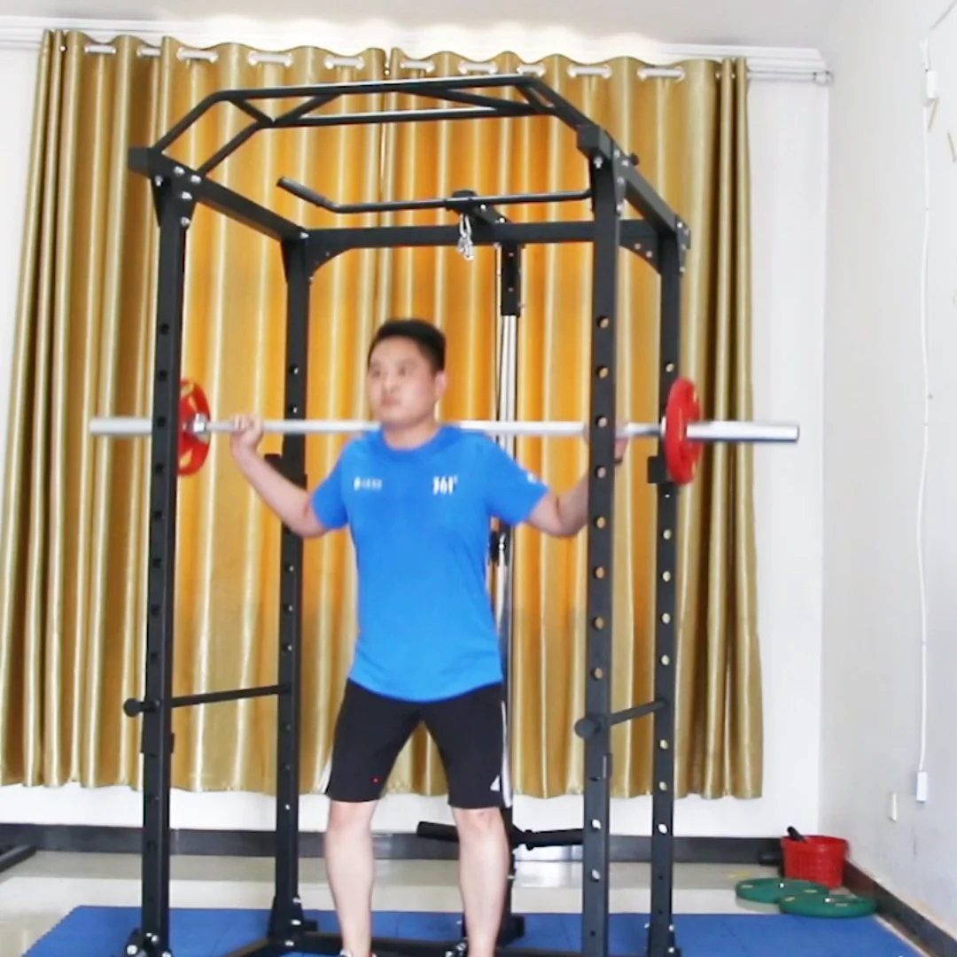 Heavy Duty Workout Machine Multifunctional Home Fitness Gym Equipment Squat Rack With Pull Down