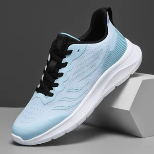 Cross-border Large Size 46 Men's Youth Trendy Toe Sports Shoes Breathable Flying Woven PU Outsole Stripes Lightweight Shoes