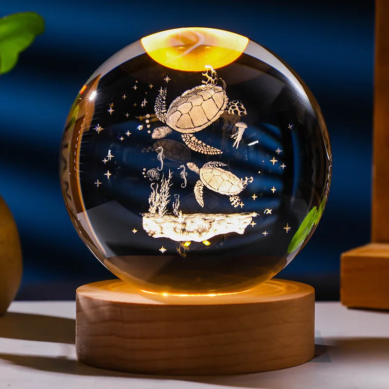 For Astronaut LED Solar Fairy Night Lights 3D Art Luminous Crystal Ball Lamp for Bedroom Decoration