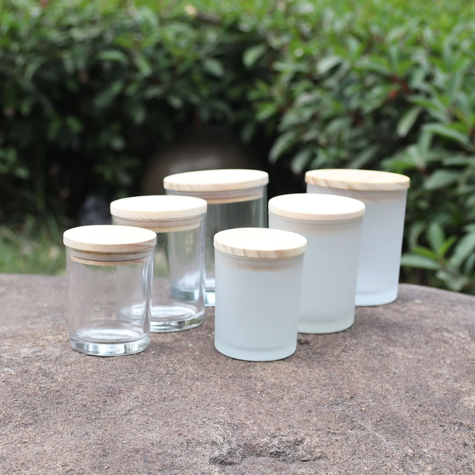 Wholesale 8oz 10oz 12oz iridescent extra large candle vessel clear glass candle jar luxury with lid