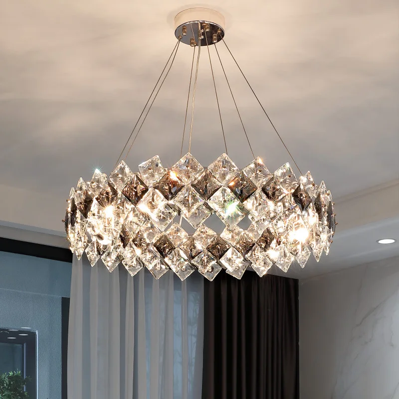 Chandelier en cristal à LED, style français, en fer artistique avec finition électroplaquée — Éclairage de luxe haut de gamme pour hôtels, restaurants tendance et salons