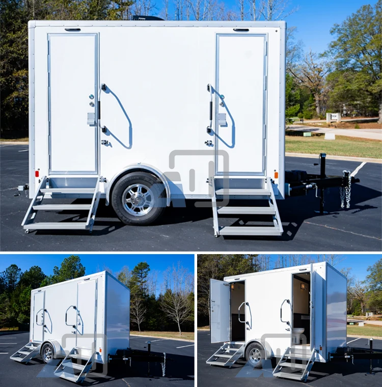 2 Station Luxury Restroom Mobile Toilet Trailer Portable Toilet ...