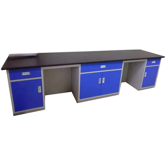 Customizable high-quality steel chemical dental laboratory bench dark blue color steel material side bench corrosion resistant