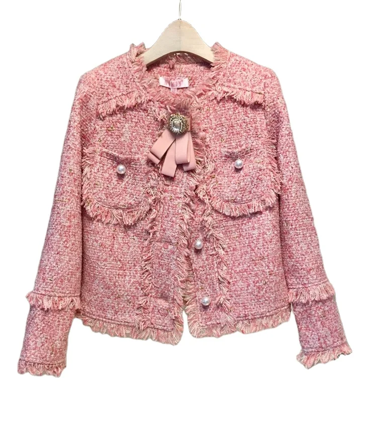 Wholesale Nanchang Auyan Woman French Fashion Soft Style Pink Wool