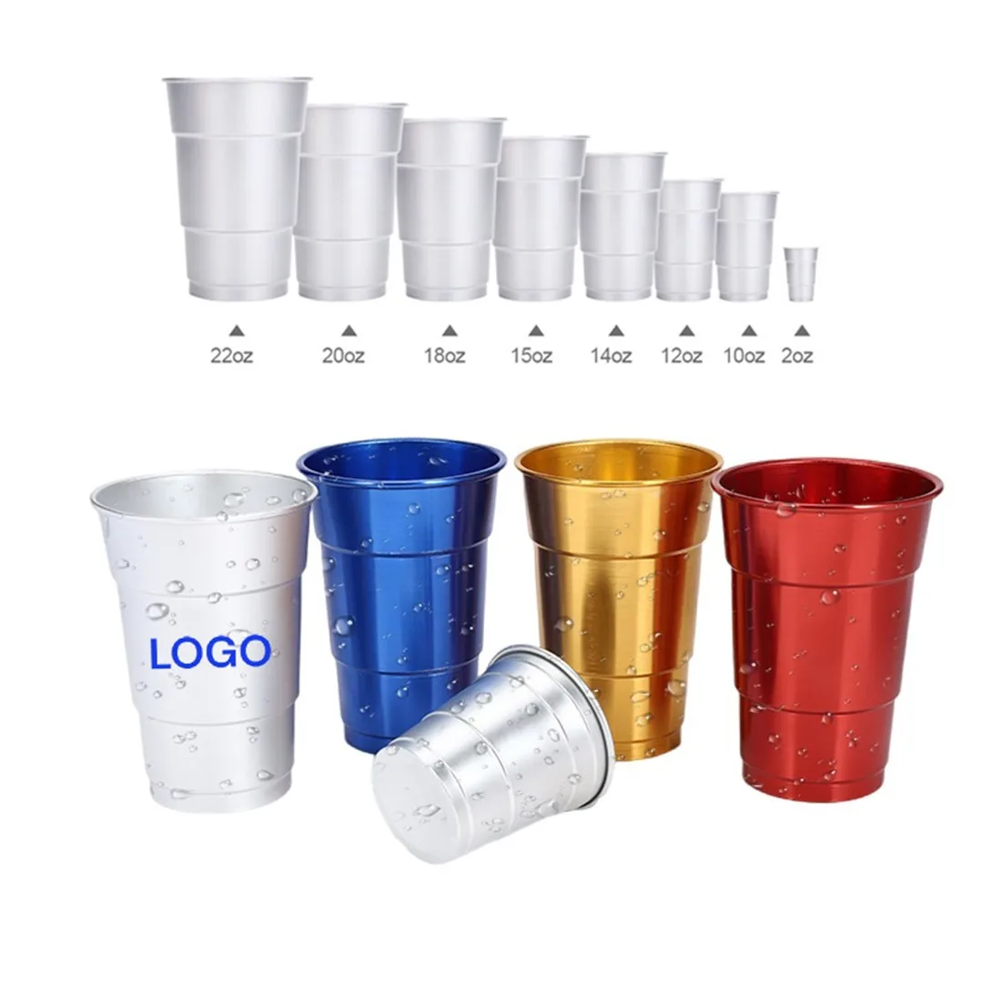 Custom Color Promotional Party Aluminum Drinking Cup Beer Metal Tumbler