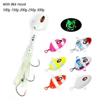 Wholesale Cheery Lucanus Jig Lure Kit 100g-300g Slider Bait with for BKK Hook Slow Shaking Luminous Inchiku Bait Made of – Metal Jig – view 4