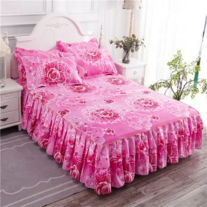 Hot Sale Polyester Fabric Decorative Bedspread Bed Skirt