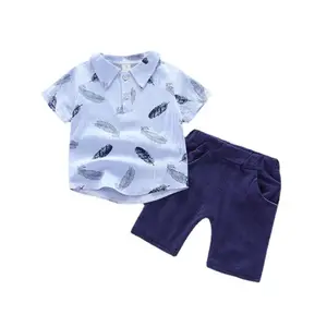 2 Piece Summer Kid Clothes Old Solid Top T-Shirt Shorts Tracksuit Girls Clothing Baby Boy Sport Outfits Clothes Sets OEM LOGO