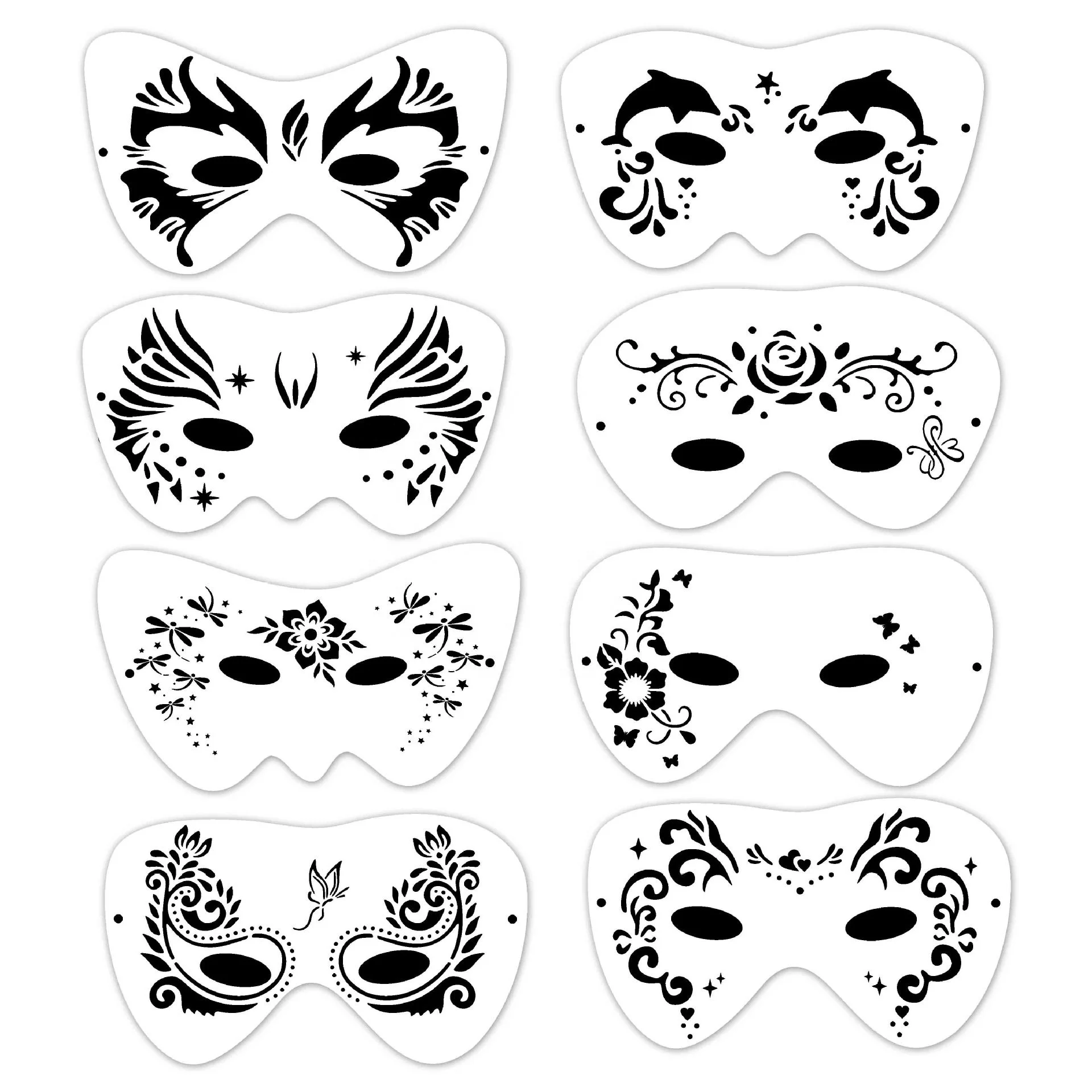 8 Pieces Face Stencils for Drawing Mask Painting Templates DIY Stencils for Home Decorations Party Favor