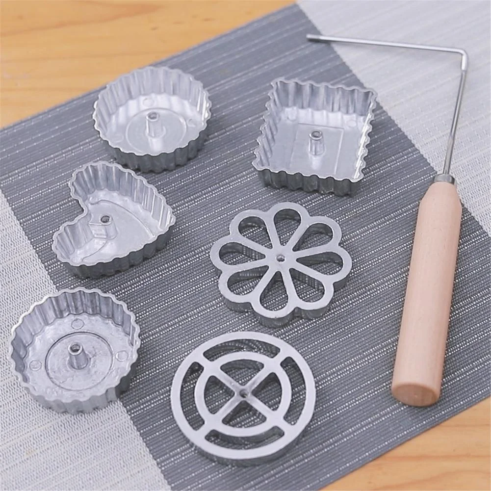 thumbnail image 2 of 6-Piece Rosette Iron Set For Bunuelos & Cookies - 4 Interchangeable Heads (Star, Flower, Circle) & 2 Handles For Safe, Easy Baking 2 of 13