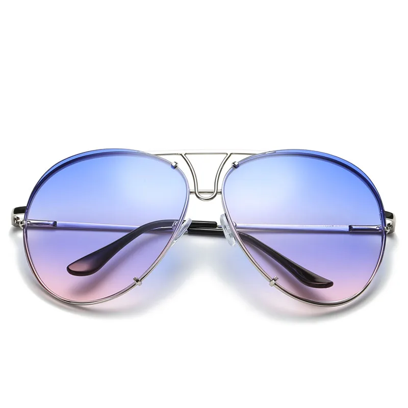 2019  Alloy Frame Gradient Multicolour Len Sunglasses Male Female Oversized Sunglasses
