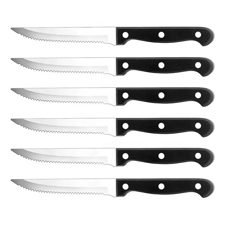 serrated blade steak knives with plastic