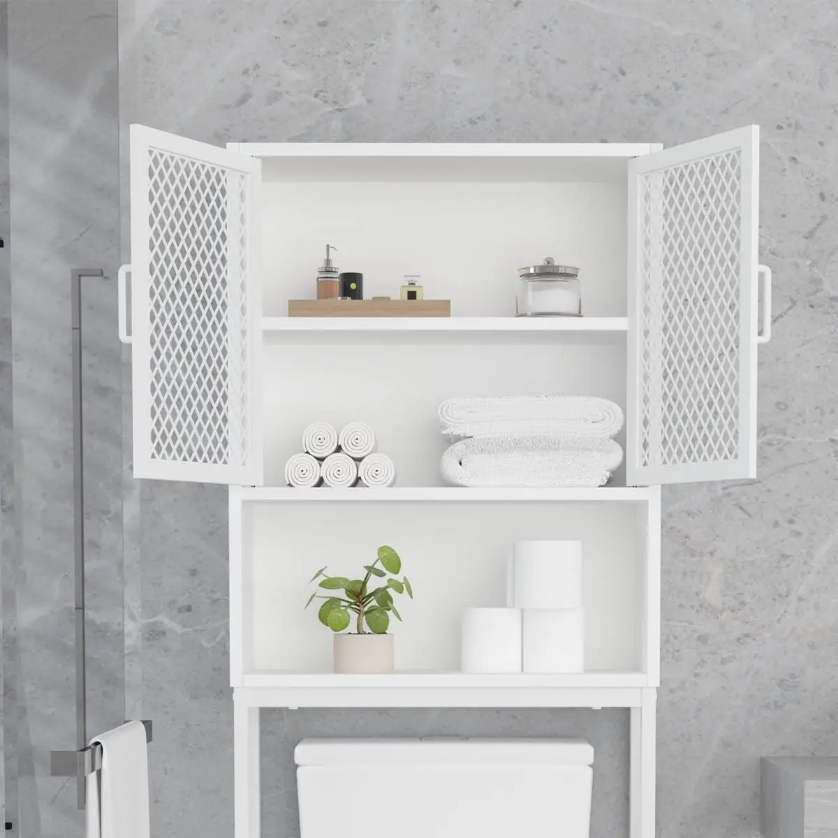 Over The Toilet Storage, 5-Tier Industrial Bathroom Organizer, main image 1