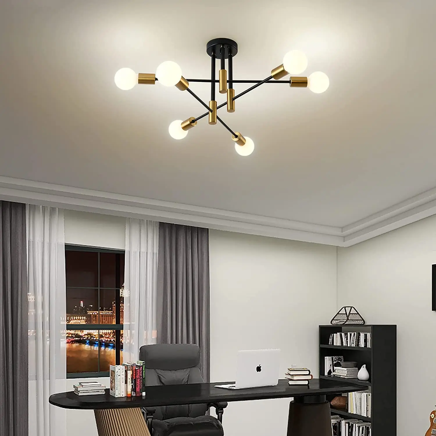 Современная люстра в стиле среднего века Sputnik светильник с полуутопленным креплением потолочный регулируемым рычагом Кухонное