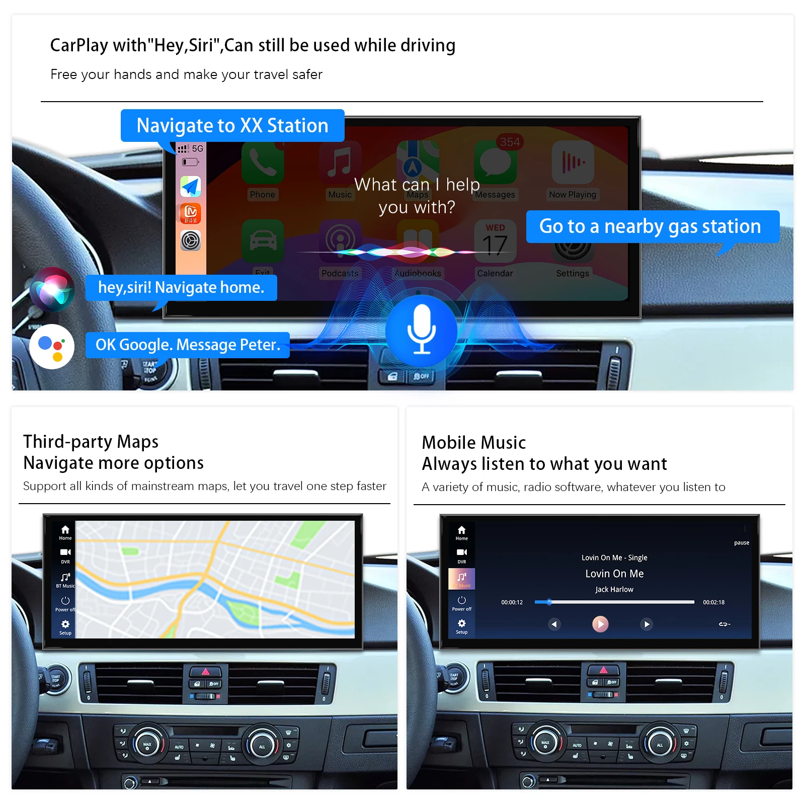 Ultraschmales 15,8-Zoll-Linux-Autoradio für BMW 3er E60 E61 E63 E64 5er E90 E91 E92 E93 mit kabelloser CarPlay- und Android Auto-Unterstützung_voghion.com