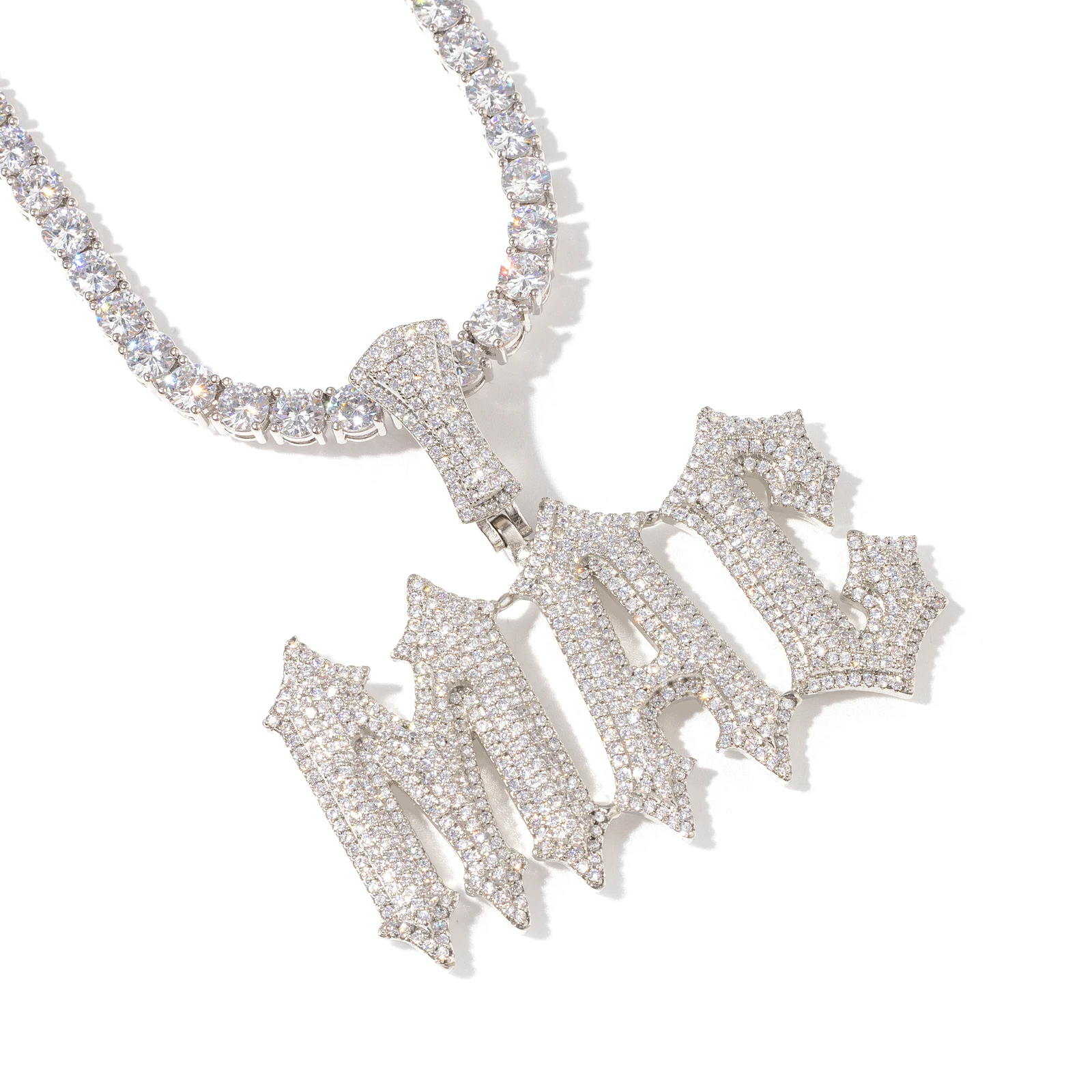 Top Icy Hip Hop Retro Style  Custom Necklace Personalized Name Double Layer CZ Bling Name Pendant Chain for Men