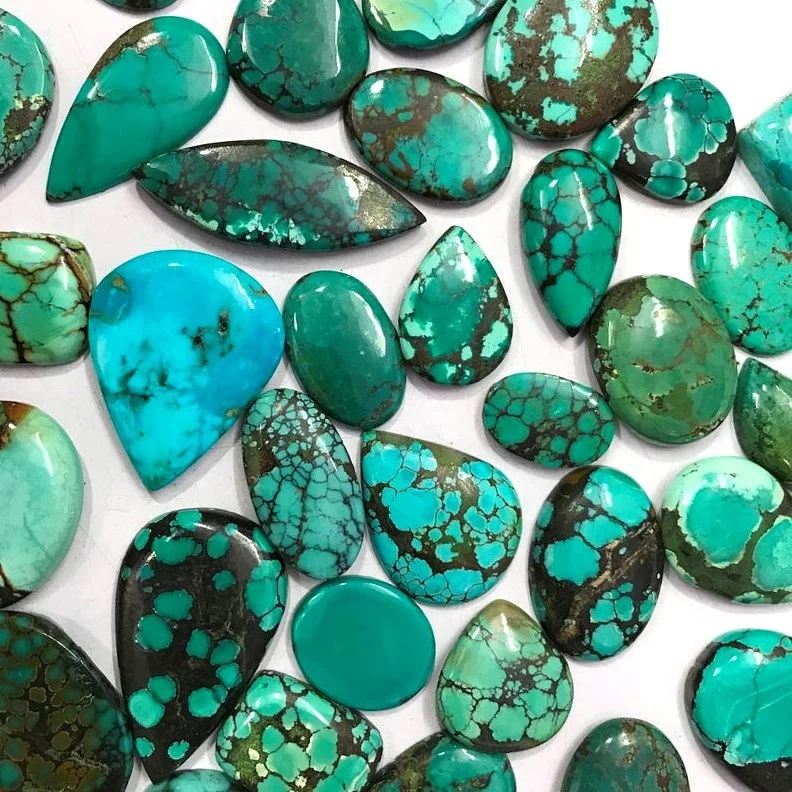 Natural Tibet Turquoise Oval Shape Various Size Cabochon Loose Gemstone HJ_44 
