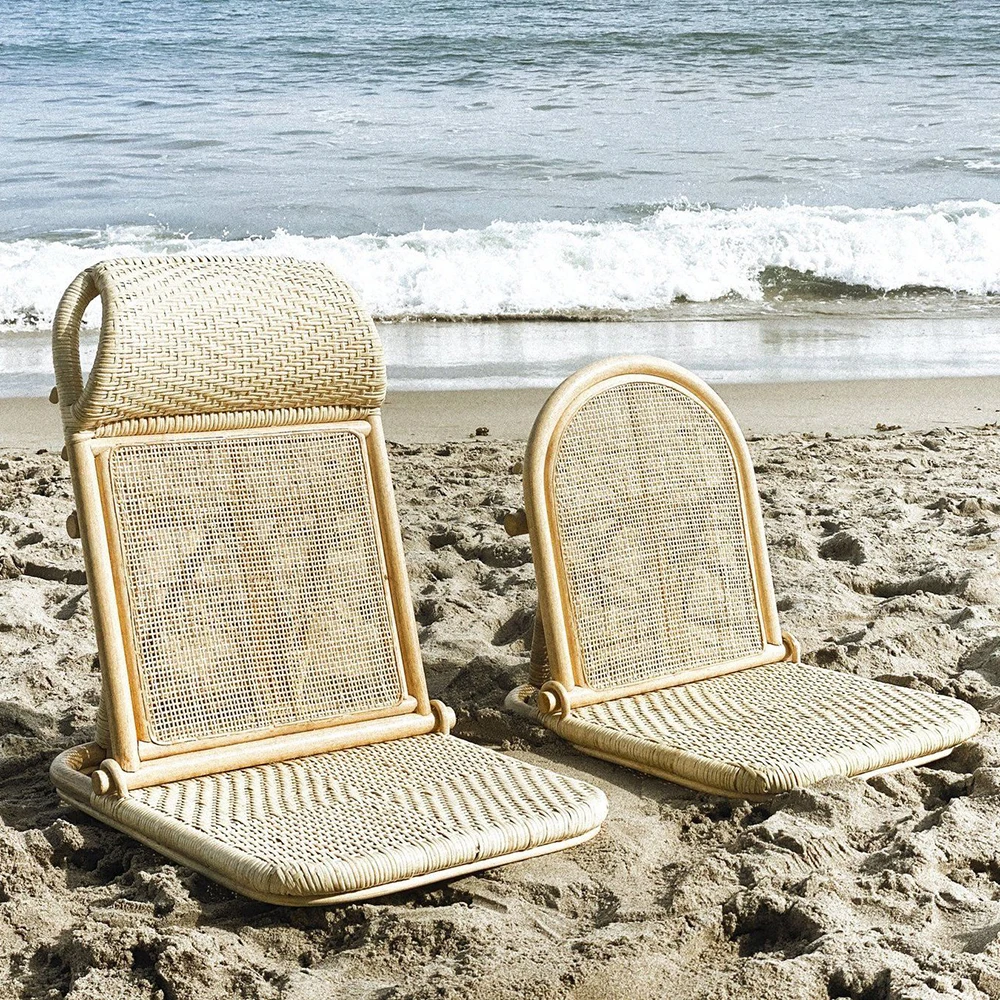 High quality garden weave wicker rattan chair tatami pool side lounge outdoor beach chaise with headrest