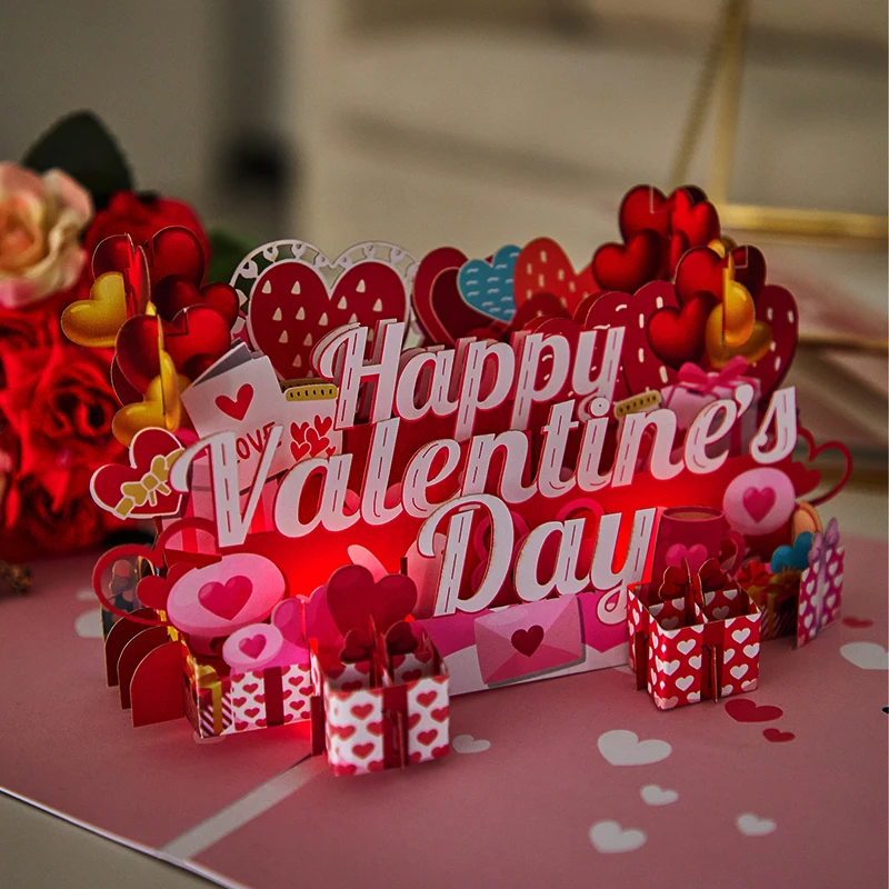 Wholesale Creative Lights & Music Happy Valentine's Day Greeting Cards 