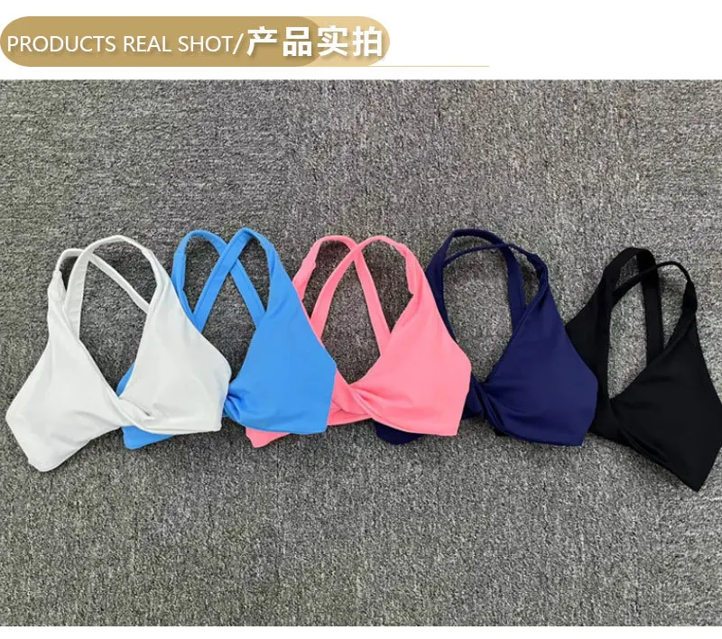 Tops Deportivos Sujetador De Mujer Cross Back Sexy Backless strappy Front Twist Workout Gym Fitness Yoga Sports Bra For Women manufacture