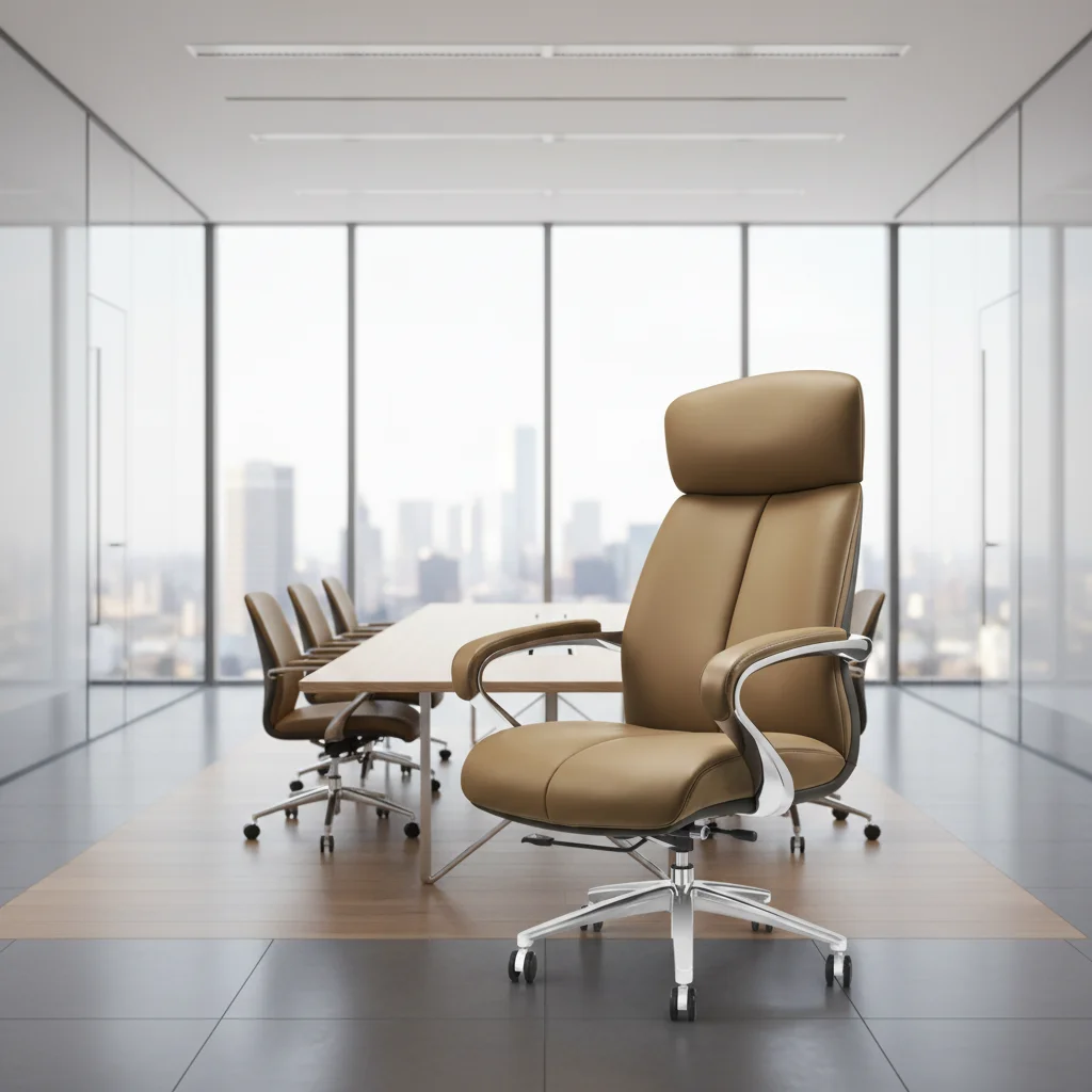 Leather Modern Alloy Decorative Luxury Executive Chair Dual Plywood Core Adjustable Height Swivel Base Corporate Status Symbol 5