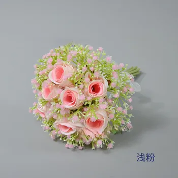 Customized Simulated Rose Spray Chrysanthemum Bouquet with European Wedding Style for Brides Popular on Cross-border E-commerce.