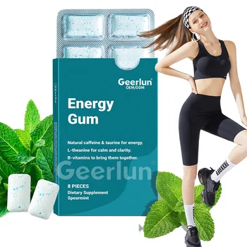 Hot Sale L-Theanine Gum Supplements Xylitol Enhanced Mental Clarity Caffeine Chewing Gum Energy Focus Gum