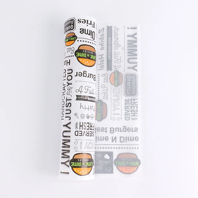 Eco-friendly Customized Hamburger Food Packaging Grease Proof Paper Food Grade Material Coated Paper details