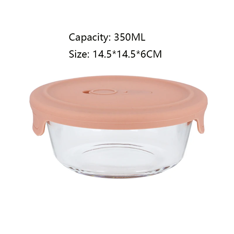 Easylife Round Small Glass Food Container Glass Container With Silicone 