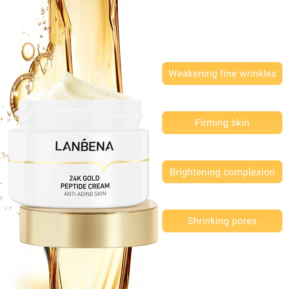 OEM LANBENA 24k Gold Peptide Anti Aging Face Cream Whitening Firming Skin Care Facial Cream