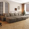 Sofa bed-Right chaise-3Seater-3Ottoman(Camel)