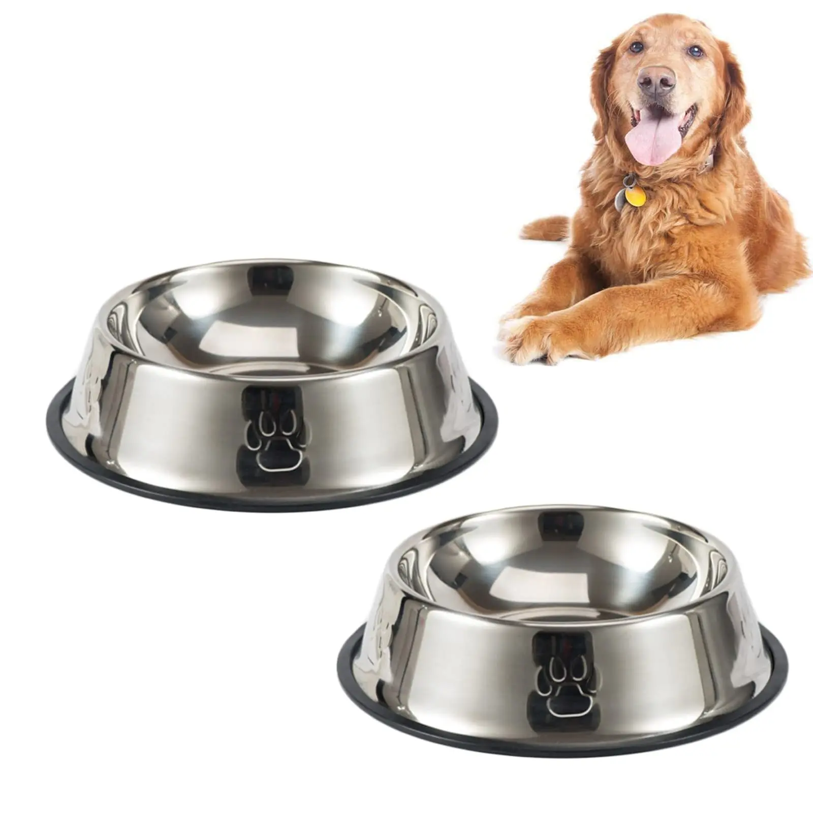 Manufacturer Wholesale Stainless Steel Pet Dog Bowl Durable Cat Food Water Bowl With Non-slip Rubber Base