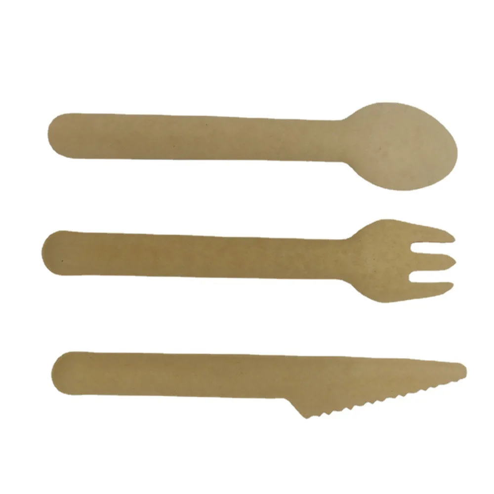 Bagasse Knife Fork Spoon Degradable Knife Fork Spoon Natural Color Sugarcane Pulp Tableware Compostable