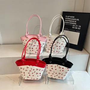 PU Leather Bucket Fashion Shoulder Bag for Women Girls Trendy Top-handle Bag Stylish Small Tote Handbag for Commuting