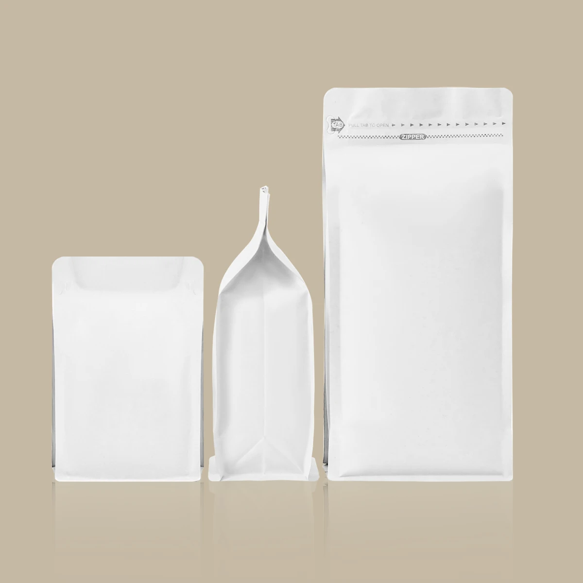 Resealable Biodegradable Recyclable Kraft Paper BRC Certified Matt White PE Plastic Square Bottom Zipper Bag Valve for Noodle manufacture