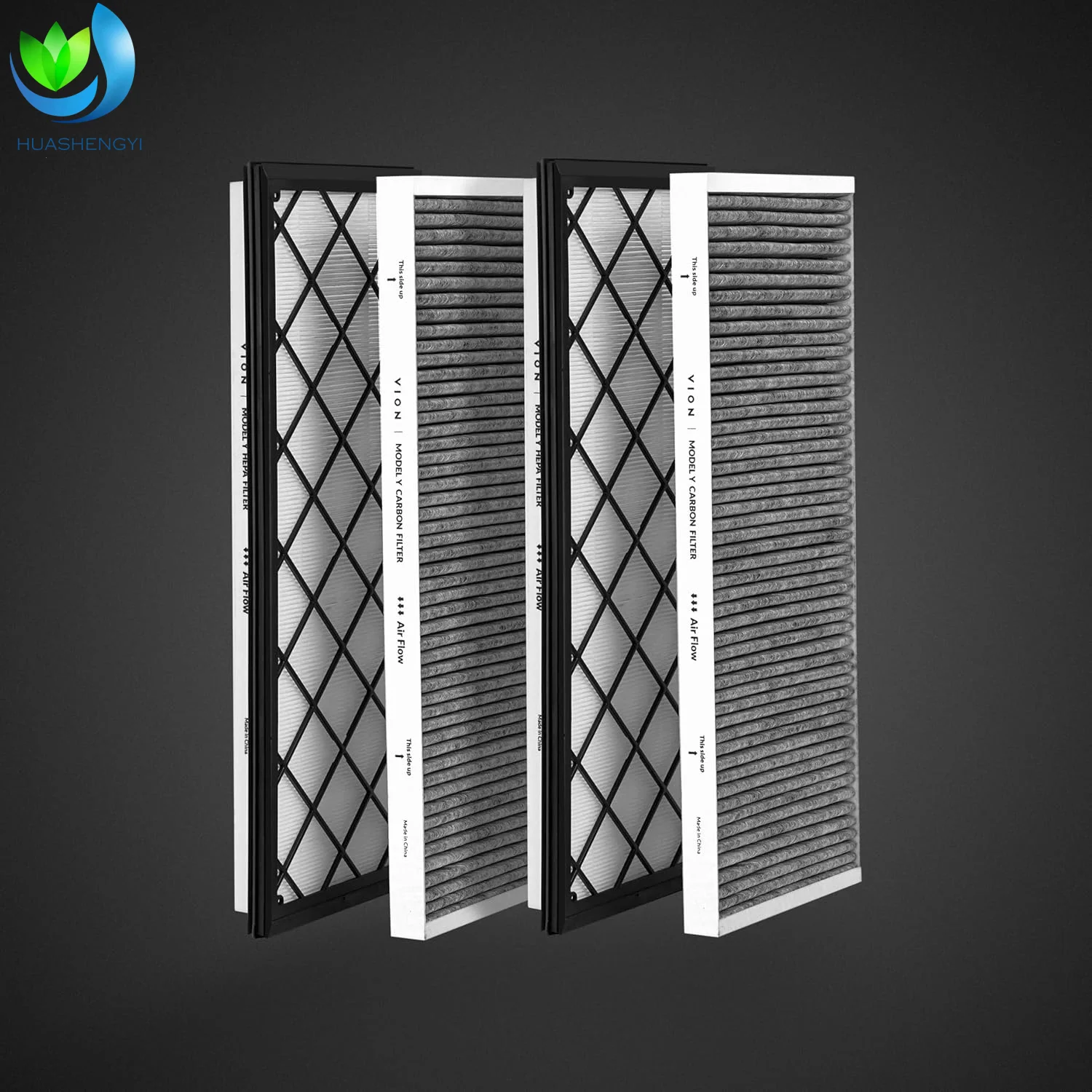High Quality Hepa Activated Carbon Filter Trunk HEPA & Cabin  Air Filters Kit HEPA Carbon Filters 4 Packs VION Model Y Front