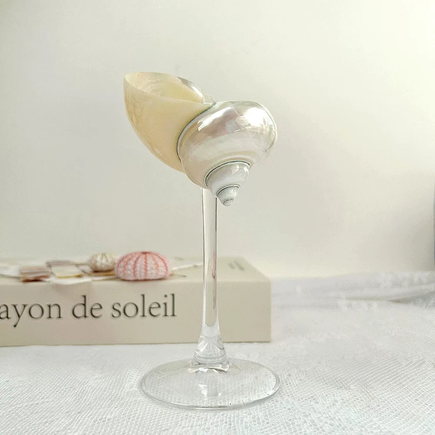 Seashell Cup Conch Shell Wine Glass Martini Glasses Goblet Cocktail Glass Drinkware Drinking Stemware for Birthday Wedding Beach
