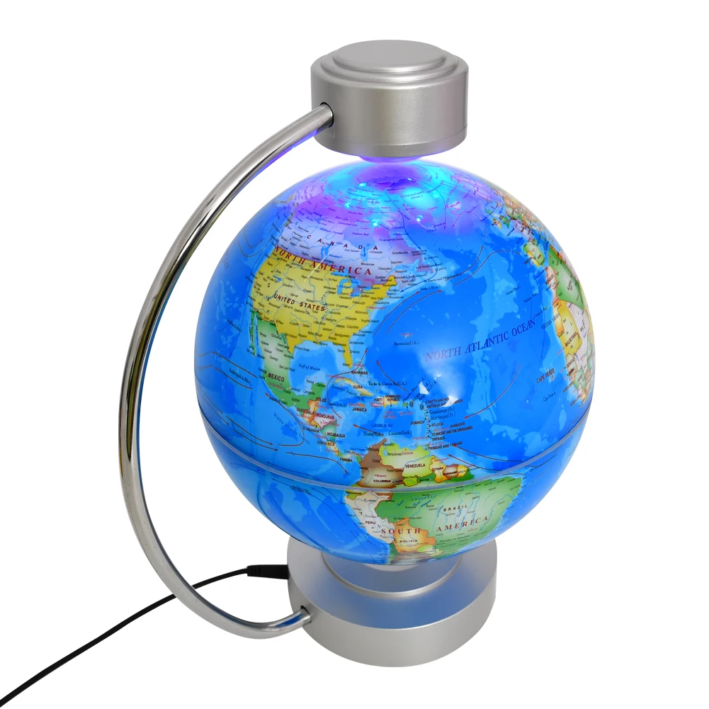 8 Inch Rotating With World Map Led Lights Levitation Floating