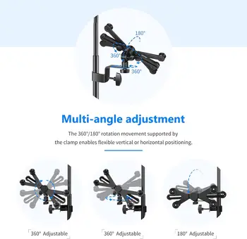 Neewer 7-14 Inches Adjustable Tablet Holder Mount with 360 Degree Swivel Clamp for Connecting with Microphone Stand, Compatible detail image