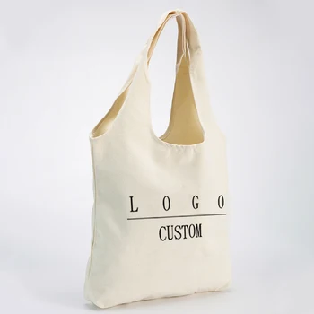 Girls fashion simple style reusable shopping canvas 100%cotton tote bags with custom printed logo