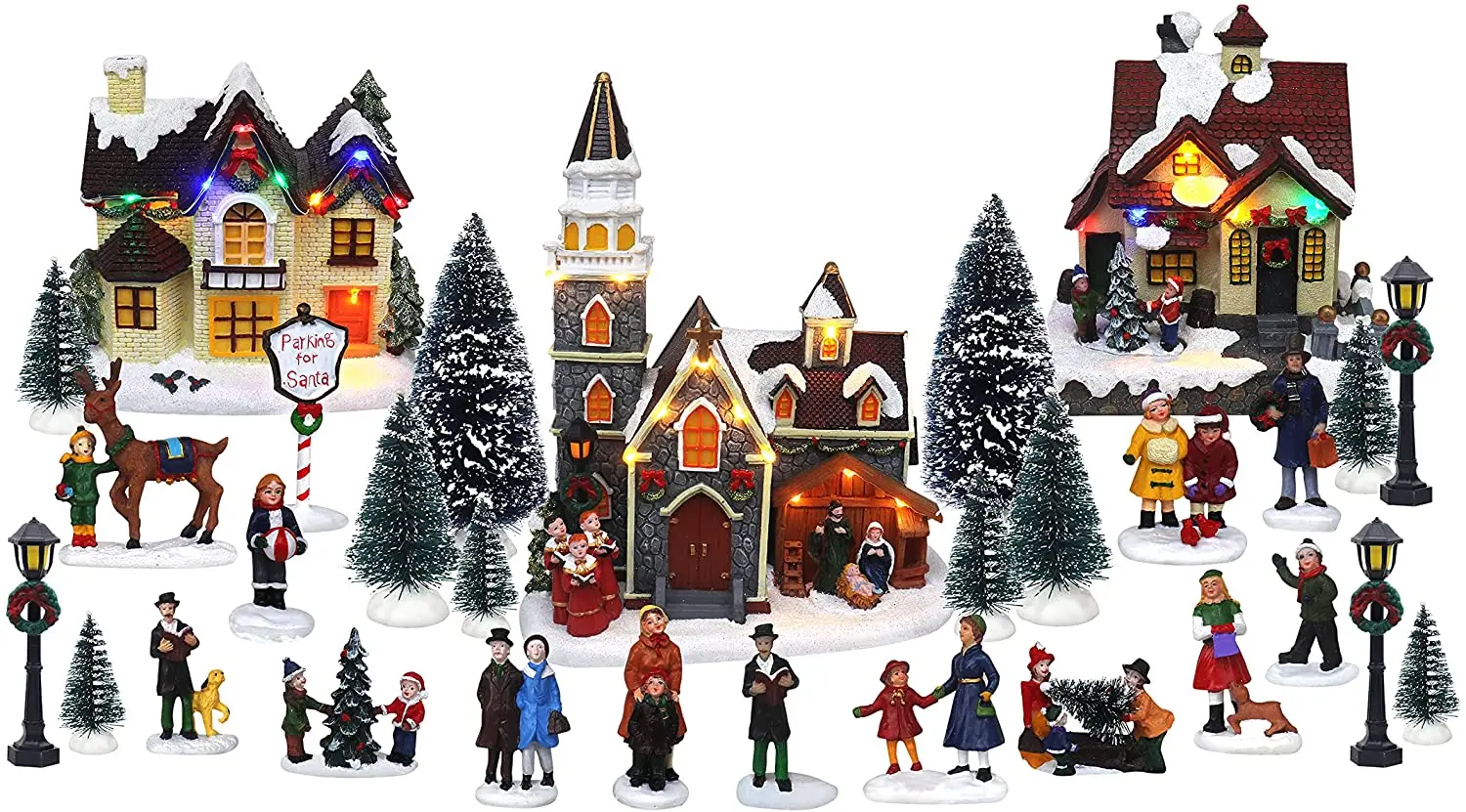 Led Christmas Village Sets Lighted Village Houses Xmas Tree Street