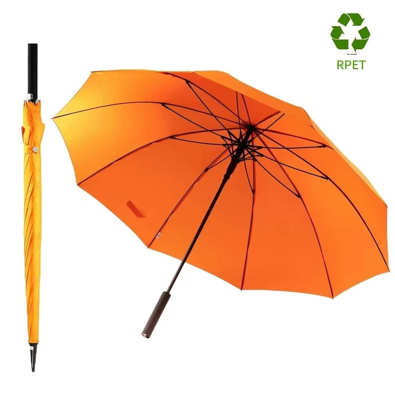 Автоматический 10 ребер 55 дюймов усиленный зонт из стекловолокна со стильной ручкой зонтики с пользовательским логотипом зонтик для гольфа