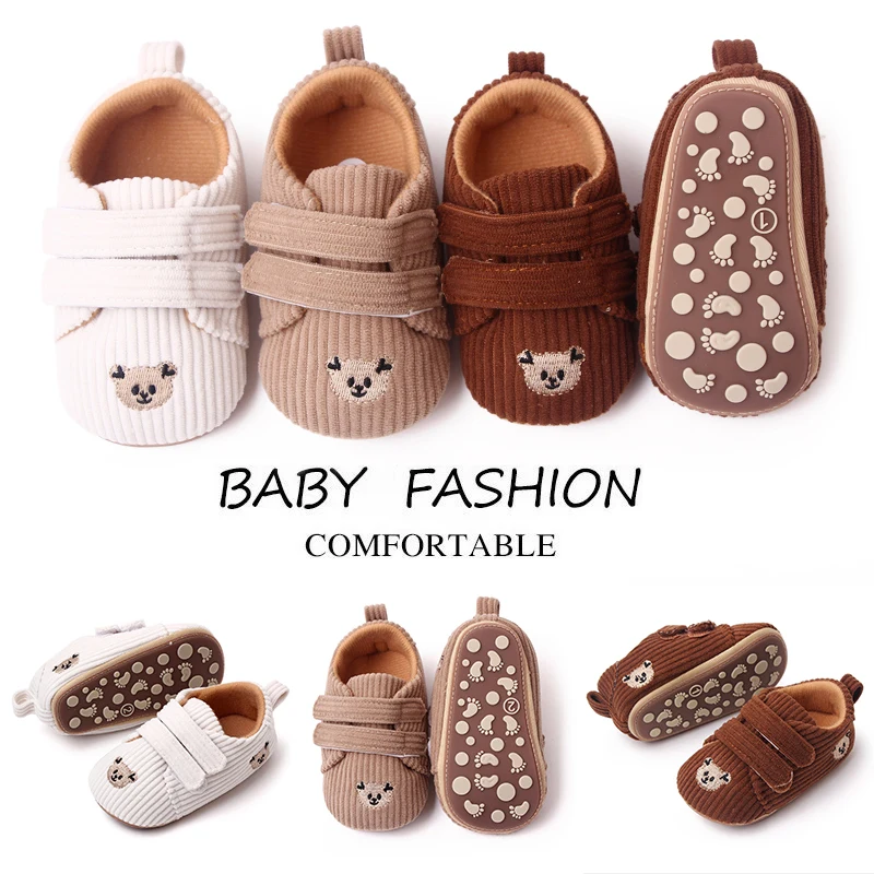 High Quality Soft Anti-slip TPR Outsole Cute Bear Design Newborn Baby Toddler Unisex Shoes manufacture