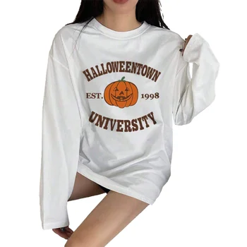 Manufacturers custom wholesale Halloween printed long sleeve soft breathable comfortable top sports T-shirt women's sweatshirt