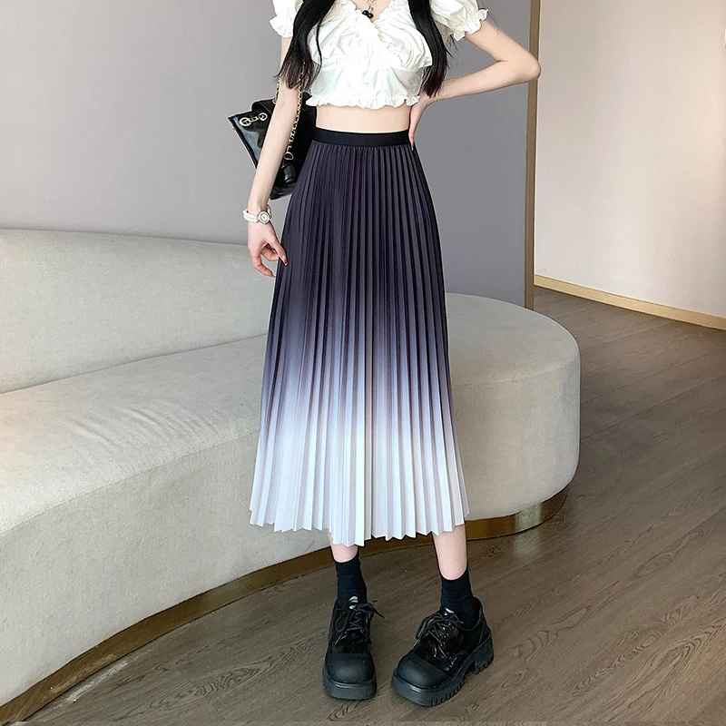 Women Pleated Long Skirt Summer Wholesale High Quality Casual Print