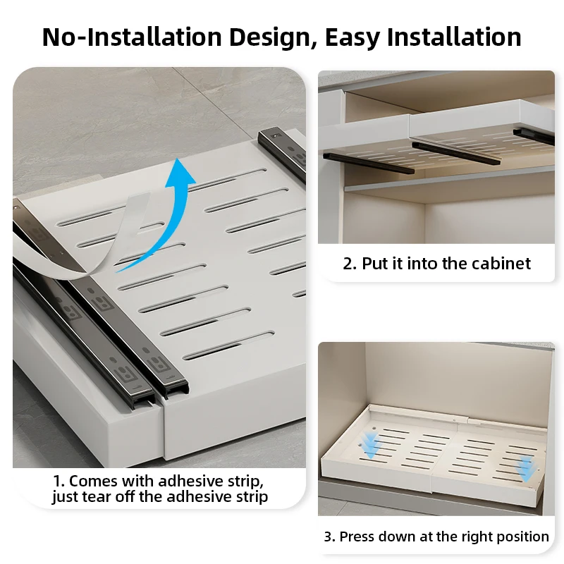 New Design Under Sink Pantry Shelf Extendable Sliding Kitchen Storage Basket Sliding Pull Out Cabinet