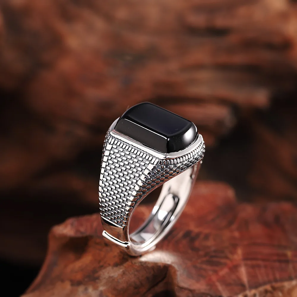 Anillo turco Vintage para hombre, joyas de plata de ley 925
