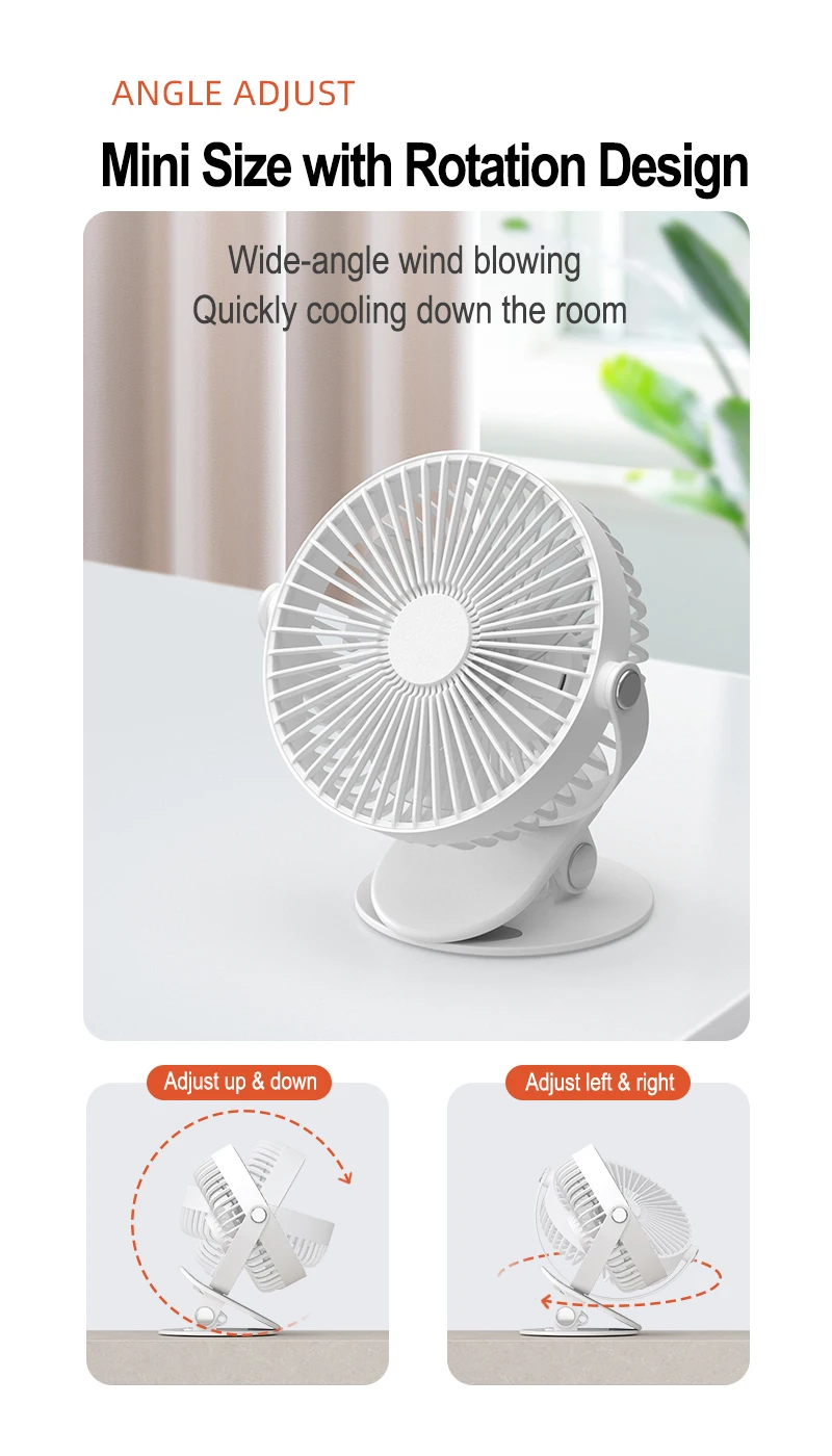 Table Fan, Portable, USB, Brushless - detail 14