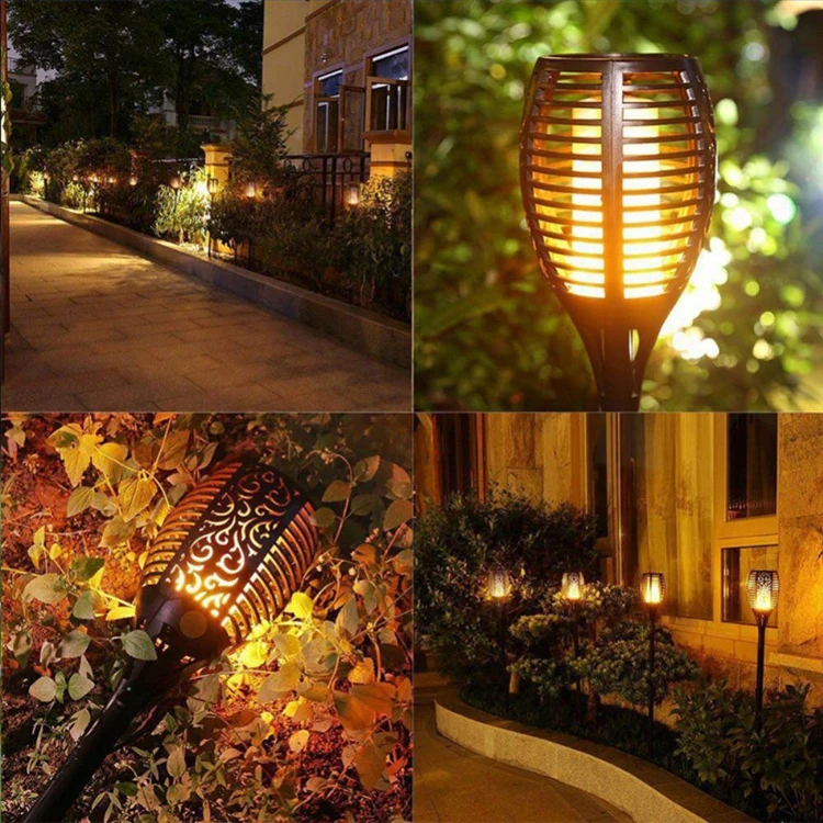 1/2/4Pack Solar LED Flickering Landscape Lamps Dancing Flame Torch Garden Lights 