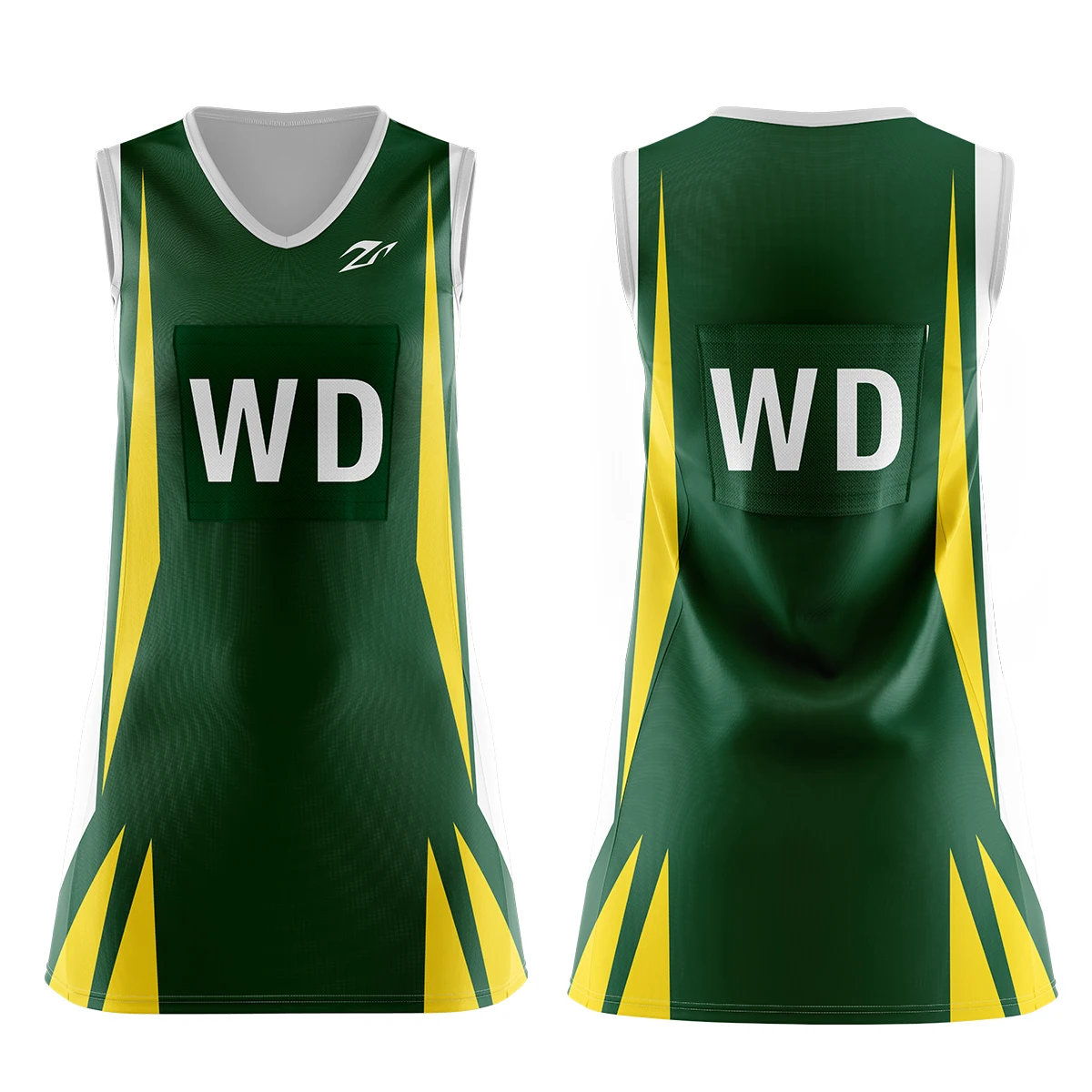 Wholesale Fashion Design Sublimation Green and Yellow Netball Dress Custom Skirts and Tops Women Netball Uniforms Set Wholesale Fashion Design Sublimation Green and Yellow Netball Dress Custom Skirts and Tops Women Netball Uniforms Set